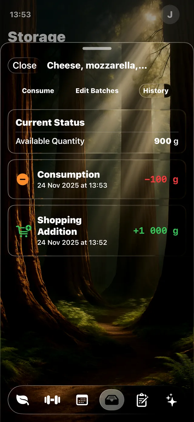 A nutrient detail panel in Wise Eating